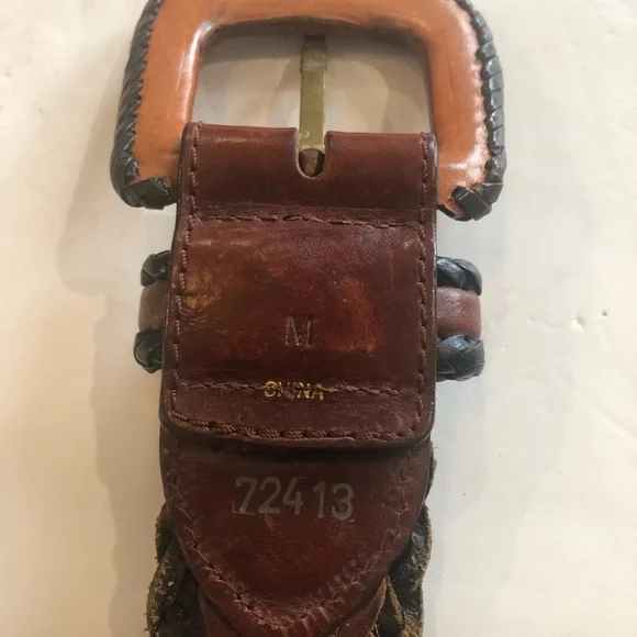 Leather belt. Brown and black. Woven braided western cowboy Size M - Picture 4 of 10